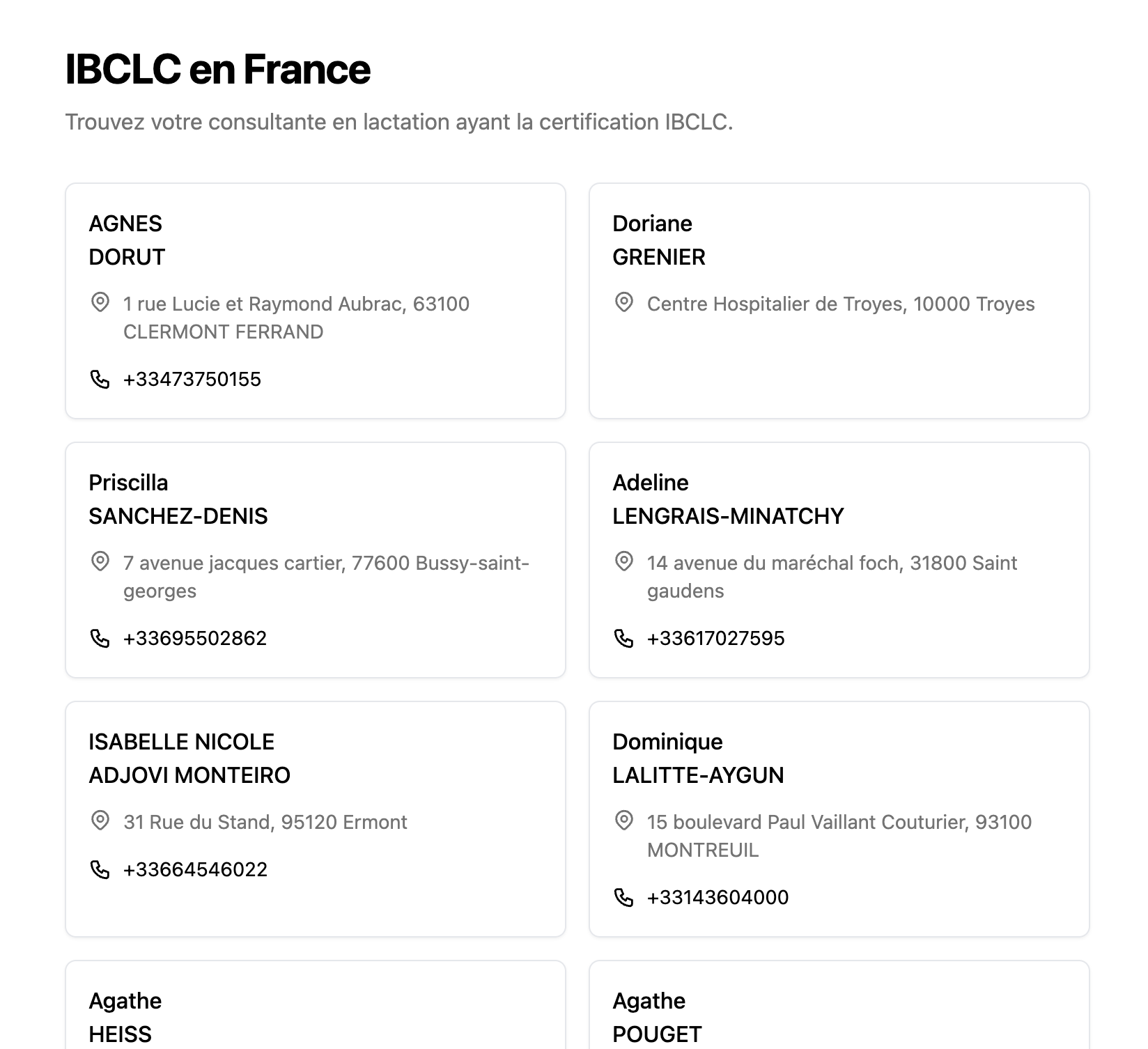 Capture d'écran de l'application ibclc.vercel.app